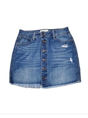 Button-Front Denim Mini Skirt by Mudd